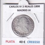 CRE6550 MONEDA ESPAÑA CARLOS IV 2 REALES 1808 MADRID AI PLATA