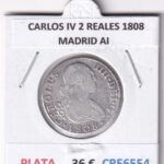 CRE6554 MONEDA ESPAÑA CARLOS IV 2 REALES 1808 MADRID AI PLATA