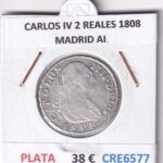 CRE6577 MONEDA ESPAÑA CARLOS IV 2 REALES 1808 MADRID AI PLATA