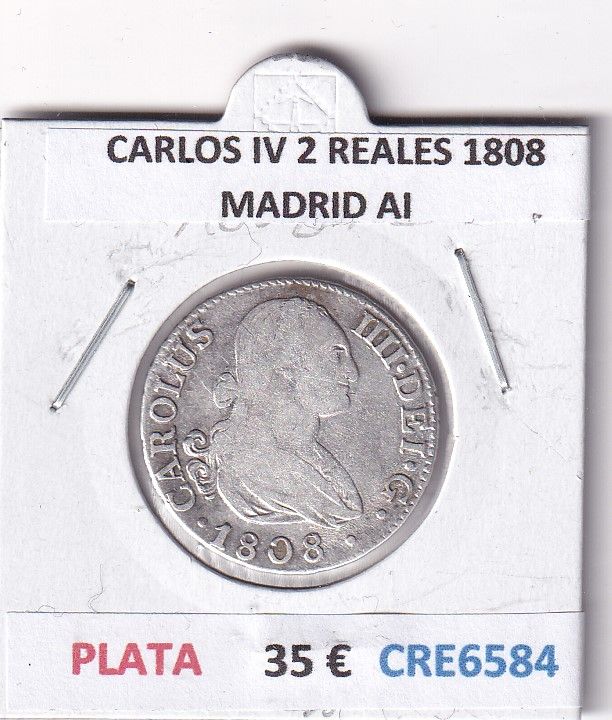 imagen-13-28834.jpg CRE6584 MONEDA ESPAÑA CARLOS IV 2 REALES 1808 MADRID AI PLATA - Imagen 1