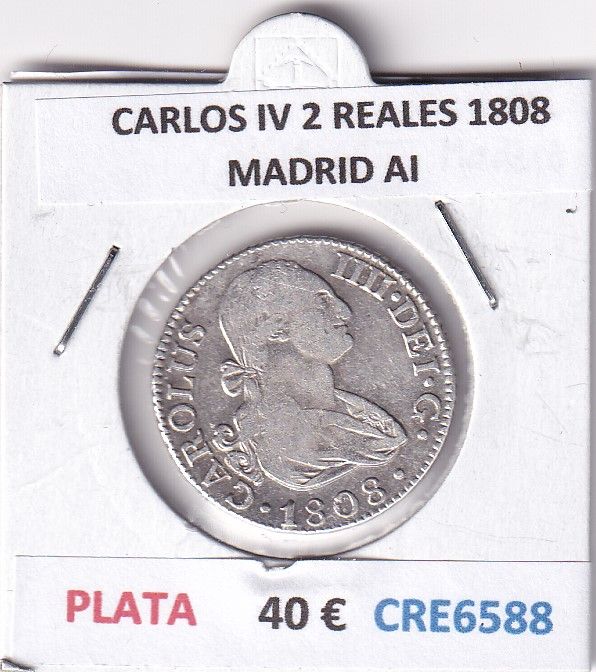 imagen-13-28838.jpg CRE6588 MONEDA ESPAÑA CARLOS IV 2 REALES 1808 MADRID AI PLATA - Imagen 1