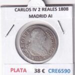 CRE6590 MONEDA ESPAÑA CARLOS IV 2 REALES 1808 MADRID AI PLATA
