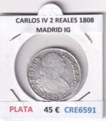 CRE6591 MONEDA ESPAÑA CARLOS IV 2 REALES 1808 MADRID IG PLATA