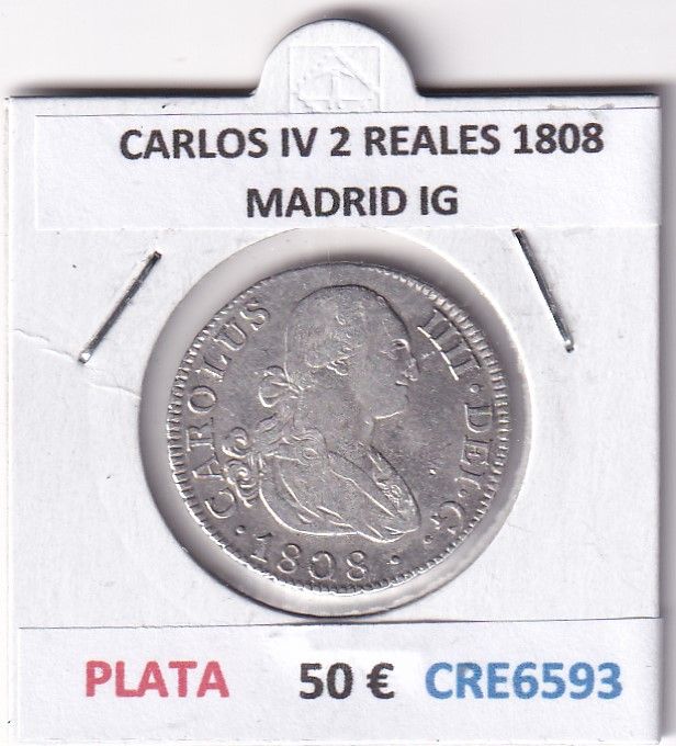 imagen-13-28843.jpg CRE6593 MONEDA ESPAÑA CARLOS IV 2 REALES 1808 MADRID IG PLATA - Imagen 1