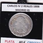 CRE6594 MONEDA ESPAÑA CARLOS IV 2 REALES 1808 MADRID IG PLATA