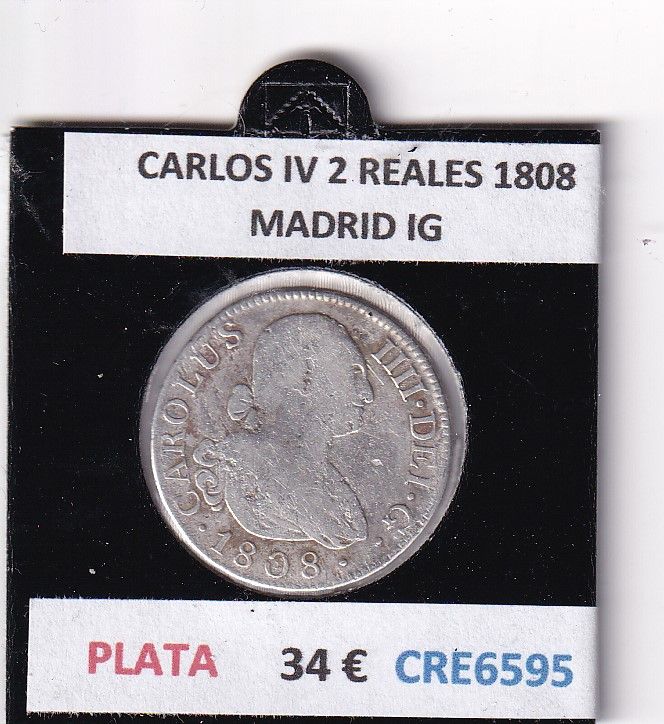 imagen-13-28845.jpg CRE6595 MONEDA ESPAÑA CARLOS IV 2 REALES 1808 MADRID IG PLATA - Imagen 1