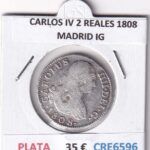 CRE6596 MONEDA ESPAÑA CARLOS IV 2 REALES 1808 MADRID IG PLATA