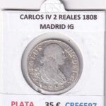 CRE6597 MONEDA ESPAÑA CARLOS IV 2 REALES 1808 MADRID IG PLATA