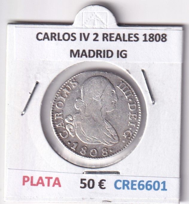 imagen-13-28851.jpg CRE6601 MONEDA ESPAÑA CARLOS IV 2 REALES 1808 MADRID IG PLATA - Imagen 1