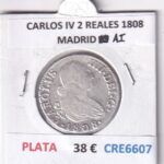 CRE6607 MONEDA ESPAÑA CARLOS IV 2 REALES 1808 MADRID AI PLATA