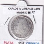 CRE6608 MONEDA ESPAÑA CARLOS IV 2 REALES 1808 MADRID AI PLATA