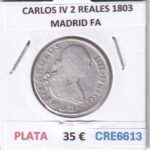 CRE6613 MONEDA ESPAÑA CARLOS IV 2 REALES 1803 MADRID FA PLATA