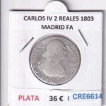CRE6614 MONEDA ESPAÑA CARLOS IV 2 REALES 1803 MADRID FA PLATA