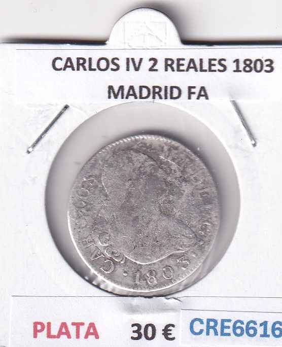 imagen-13-28866.jpg CRE6616 MONEDA ESPAÑA CARLOS IV 2 REALES 1803 MADRID FA PLATA - Imagen 1