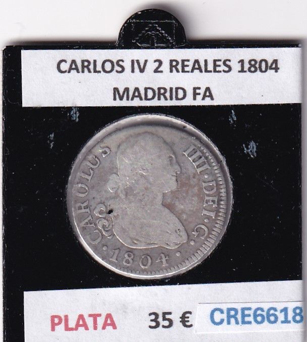 imagen-13-28868.jpg CRE6618 MONEDA ESPAÑA CARLOS IV 2 REALES 1804 MADRID FA PLATA - Imagen 1
