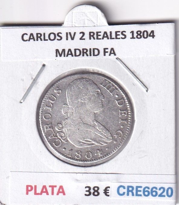 imagen-13-28870.jpg CRE6620 MONEDA ESPAÑA CARLOS IV 2 REALES 1804 MADRID FA PLATA - Imagen 1