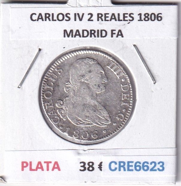 imagen-13-28873.jpg CRE6623 MONEDA ESPAÑA CARLOS IV 2 REALES 1806 MADRID FA PLATA - Imagen 1