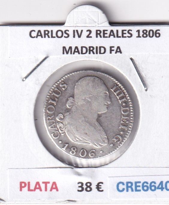 imagen-13-28890.jpg CRE6640 MONEDA ESPAÑA CARLOS IV 2 REALES 1806 MADRID FA PLATA - Imagen 1