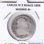 CRE6664 MONEDA ESPAÑA CARLOS IV 2 REALES 1808 MADRID AI PLATA
