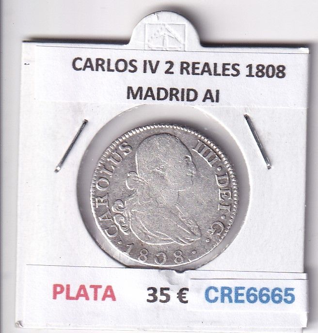 imagen-13-28915.jpg CRE6665 MONEDA ESPAÑA CARLOS IV 2 REALES 1808 MADRID AI PLATA - Imagen 1