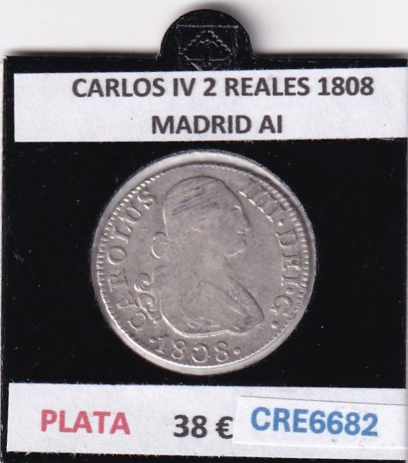 imagen-13-28932.jpg CRE6682 MONEDA ESPAÑA CARLOS IV 2 REALES 1808 MADRID AI PLATA - Imagen 1