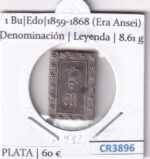 CR3896 MONEDA JAPON 1 BU EDO 1859-1868 (ERA ANSEI) PLATA