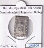 CR3906 MONEDA JAPON 1 BU EDO 1859-1868 (ERA ANSEI) PLATA