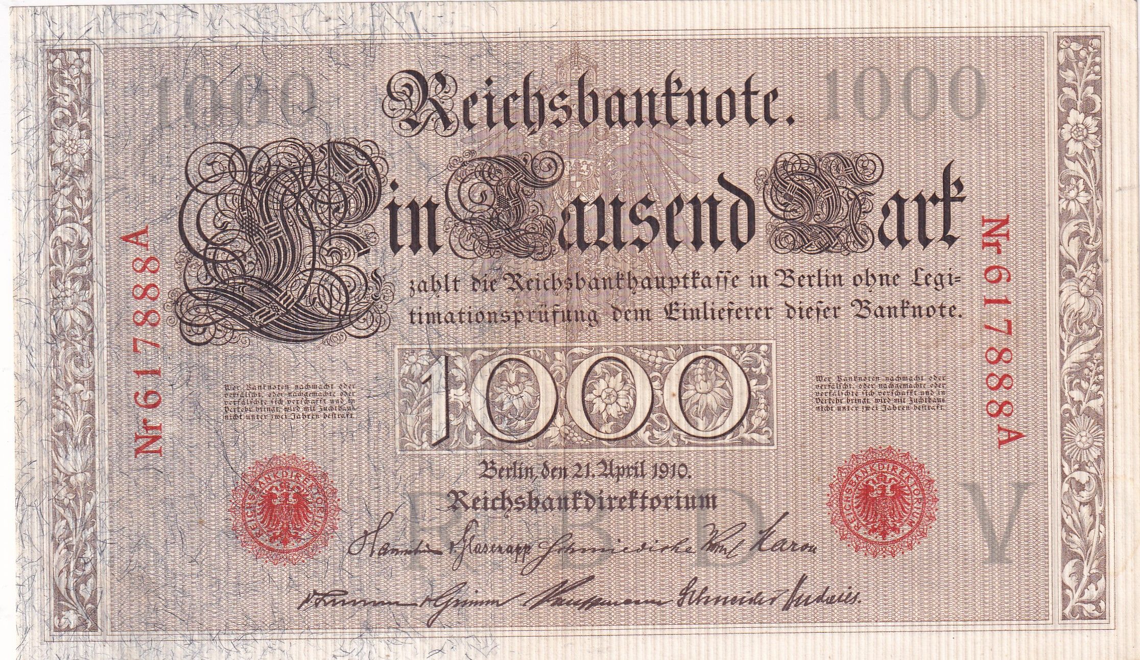 imagen-13-29032.jpg CRBX1539 BILLETE ALEMANIA 1000 MARCOS 1910 MBC - Imagen 1
