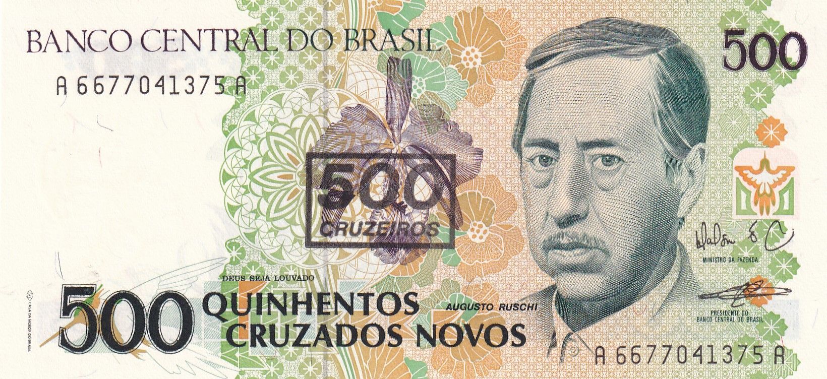 imagen-13-29081.jpg CRBX1588 BILLETE BRASIL 500 NOVOS CRUZEIROS SIN CIRCULAR - Imagen 1