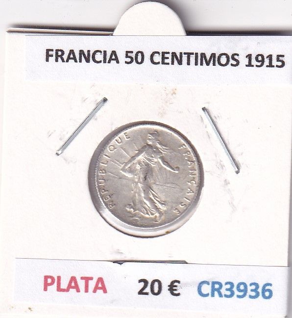 imagen-13-29147.jpg CR3936 MONEDA FRANCIA 50 CENTIMOS 1915 PLATA - Imagen 1