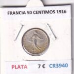 CR3940 MONEDA FRANCIA 50 CENTIMOS 1916 PLATA