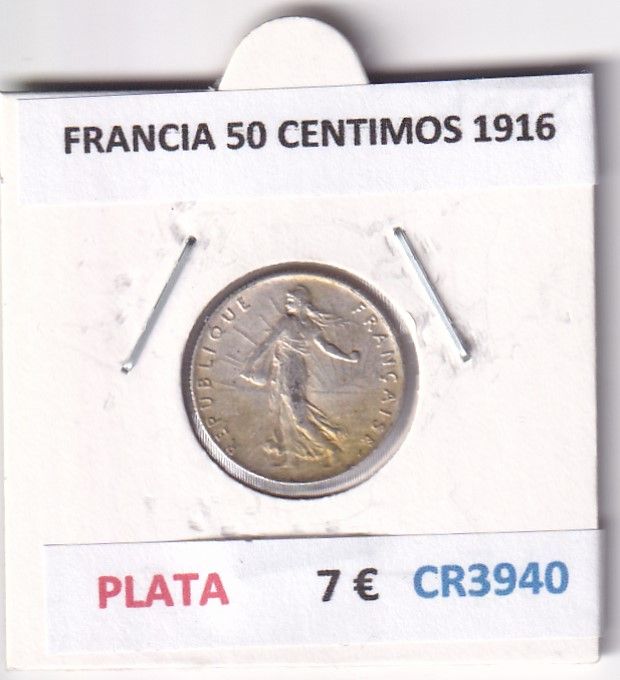 imagen-13-29151.jpg CR3940 MONEDA FRANCIA 50 CENTIMOS 1916 PLATA - Imagen 1