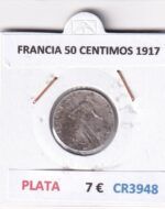 CR3948 MONEDA FRANCIA 50 CENTIMOS 1917 PLATA