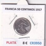 CR3950 MONEDA FRANCIA 50 CENTIMOS 1917 PLATA