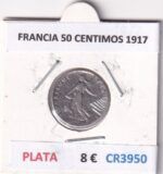 CR3950 MONEDA FRANCIA 50 CENTIMOS 1917 PLATA