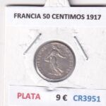 CR3951 MONEDA FRANCIA 50 CENTIMOS 1917 PLATA