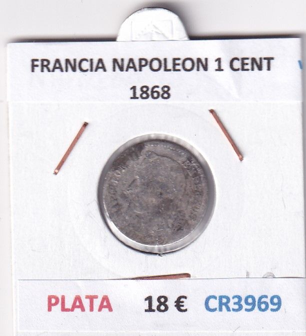 imagen-13-29180.jpg CR3969 MONEDA FRANCIA NAPOLEON 1 CENT 1868 PLATA - Imagen 1