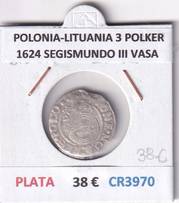 imagen-13-29181.jpg CR3970 MONEDA POLONIA-LITUANIA 3 POLKER 1624 SEGISMUNDO III VASA PLATA - Imagen 1