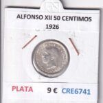 CRE6741 MONEDA ESPAÑA ALFONSO XIII 50 CENTIMOS 1926 PLATA