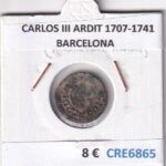 CRE6865 MONEDA ESPAÑA CARLOS III ARDIT 1707-1741 BARCELONA