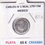 CRE6880 MONEDA ESPAÑA CARLOS IV 1 REAL 1797 FM MEXICO
