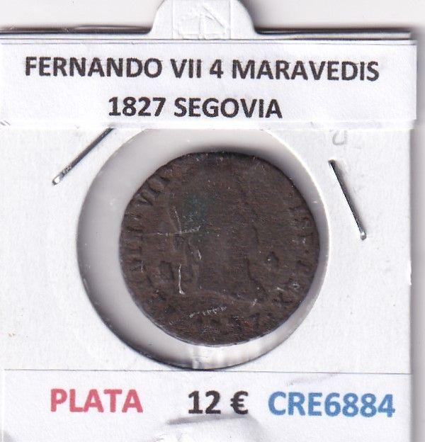 imagen-13-29458.jpg CRE6884 MONEDA ESPAÑA FERNANDO VII 4 MARAVEDIS 1827 SEGOVIA - Imagen 1