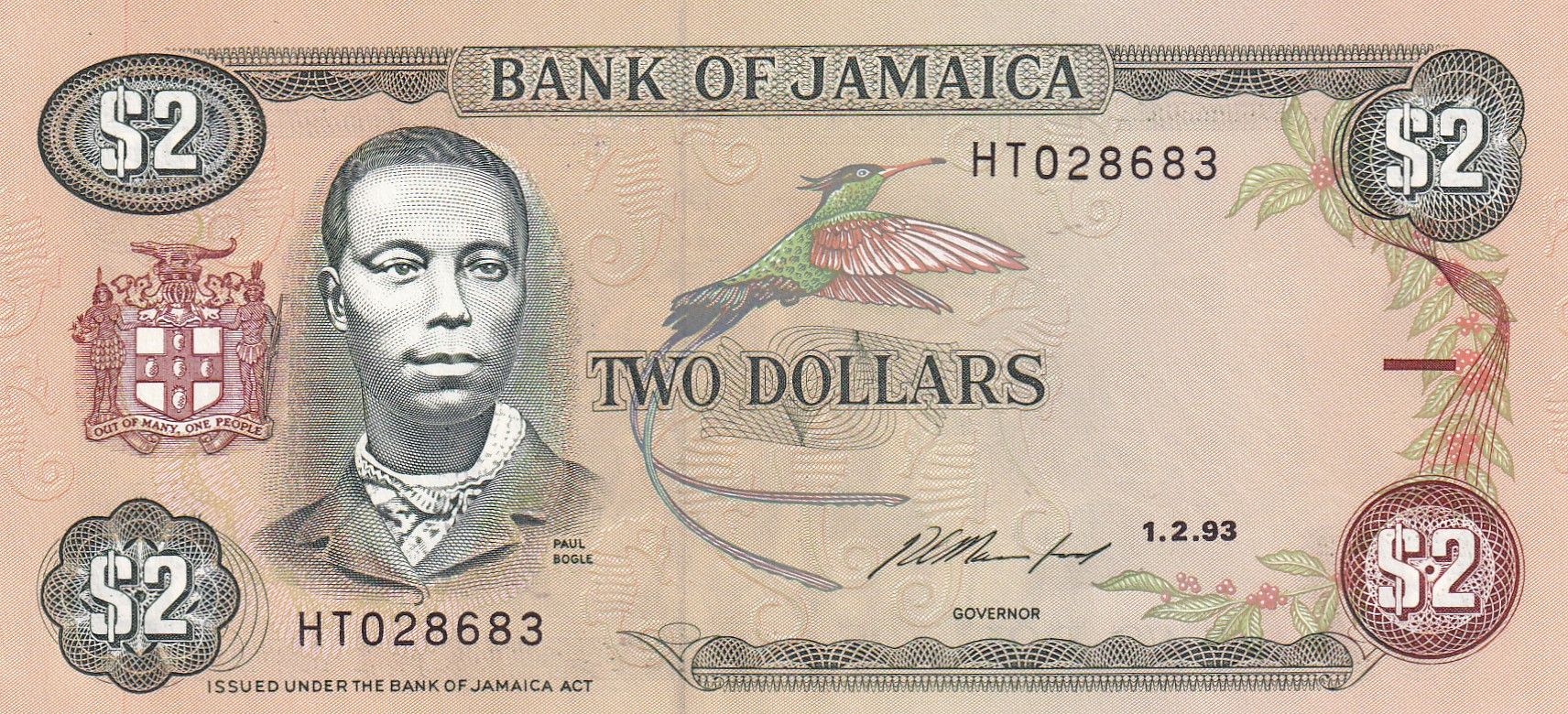 imagen-13-29484.jpg CRBX1708 BILLETE JAMAICA 2 DOLARES 1993 SIN CIRCULAR - Imagen 1