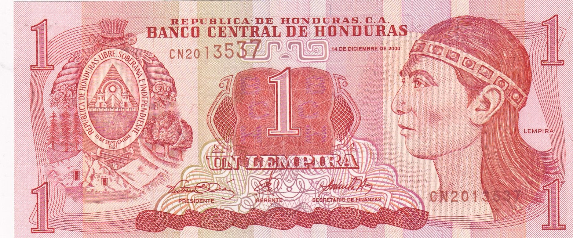 imagen-13-29526.jpg CRBX1750 BILLETE HONDURAS 1 LEMPIRA 2000 SIN CIRCULAR - Imagen 1