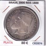 CR3974 MONEDA BRASIL 2000 REIS 1888 PLATA