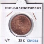 CR4034 MONEDA PORTUGAL 5 CENTAVOS 1921 SIN CIRCULAR