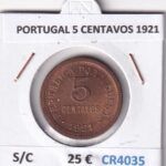 CR4035 MONEDA PORTUGAL 5 CENTAVOS 1921 SIN CIRCULAR
