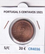 CR4036 MONEDA PORTUGAL 5 CENTAVOS 1921 SIN CIRCULAR