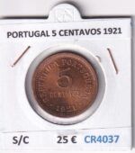 CR4037 MONEDA PORTUGAL 5 CENTAVOS 1921 SIN CIRCULAR