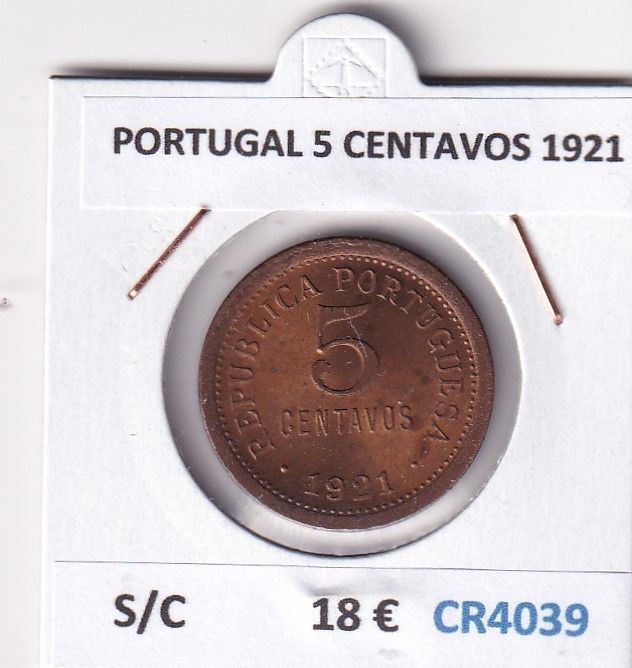 imagen-13-29644.jpg CR4039 MONEDA PORTUGAL 5 CENTAVOS 1921 SIN CIRCULAR - Imagen 1